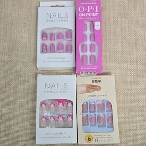 OPI and Assorted Pink Press-On Nail Packs - 4 Sets